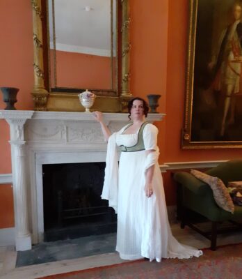 Dr Melissa Shiels a costumed talk “Clothing and daily activities of elite women in the Regency